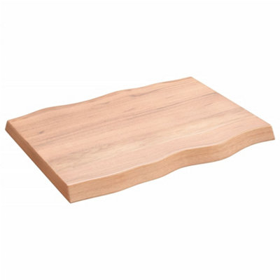 Berkfield Table Top Light Brown 80x60x6 cm Treated Solid Wood Oak Live Edge