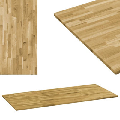 Berkfield Table Top Solid Oak Wood Rectangular 23 mm 120x60 cm