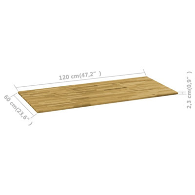 Berkfield Table Top Solid Oak Wood Rectangular 23 mm 120x60 cm