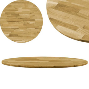Berkfield Table Top Solid Oak Wood Round 23 mm 600 mm