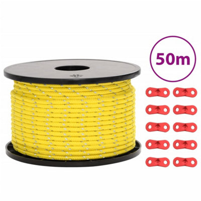 Berkfield Tent Guy Rope with Reflective Strips and Spanners 50 m 5 mm