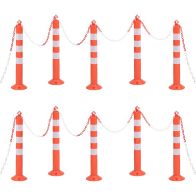 Berkfield Traffic Control Bollards 10 pcs with Chain 75 cm PE