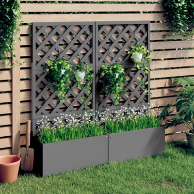 Berkfield Trellis Planters 2 pcs Grey 65x33x135 cm WPC