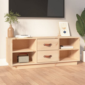 Berkfield TV Cabinet 100x34x40 cm Solid Wood Pine
