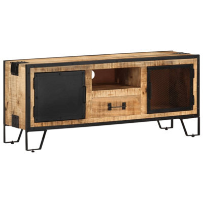 Berkfield TV Cabinet 110x31x46 cm Rough Mango Wood