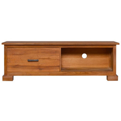 Berkfield TV Cabinet 112x30x37 cm Solid Teak Wood
