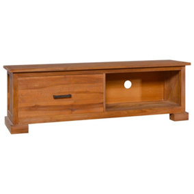 Berkfield TV Cabinet 112x30x37 cm Solid Teak Wood
