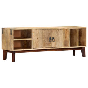 Berkfield TV Cabinet 130x30x46 cm Solid Rough Mango Wood
