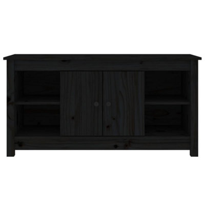 Berkfield TV Cabinet Black 103x36,5x52 cm Solid Wood Pine