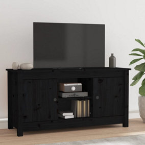 Berkfield TV Cabinet Black 103x36.5x52 cm Solid Wood Pine