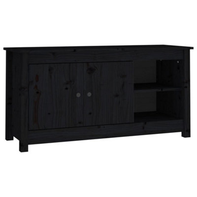 Berkfield TV Cabinet Black 103x36.5x52 cm Solid Wood Pine