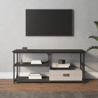 Berkfield TV Cabinet Black 103x38x46.5 cm Engineered Wood and Steel