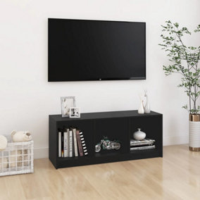 Berkfield TV Cabinet Black 104x33x41 cm Solid Pinewood