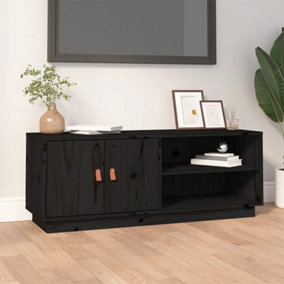 Berkfield TV Cabinet Black 105x34x40 cm Solid Wood Pine