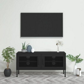 Berkfield TV Cabinet Black 105x35x50 cm Steel