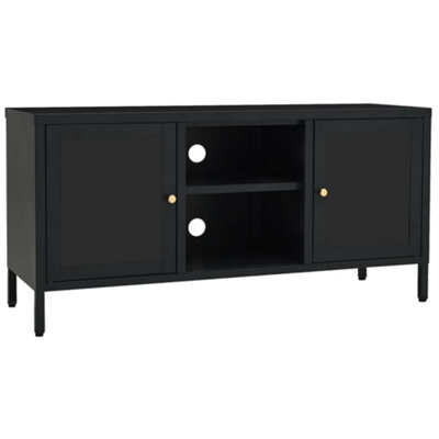 Berkfield TV Cabinet Black 105x35x52 cm Steel and Glass