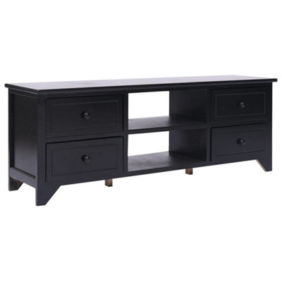 Berkfield TV Cabinet Black 108x30x40 cm Solid Paulownia Wood