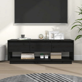 Berkfield TV Cabinet Black 110.5x34x40 cm Solid Wood Pine