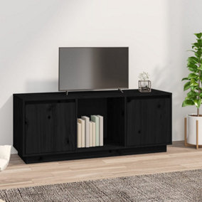 Berkfield TV Cabinet Black 110.5x35x44 cm Solid Wood Pine