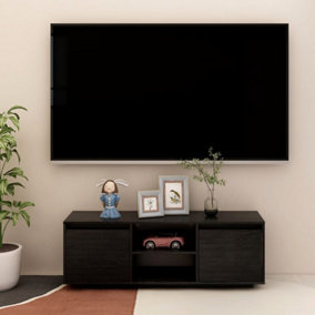 Berkfield TV Cabinet Black 110x30x40 cm Solid Pinewood