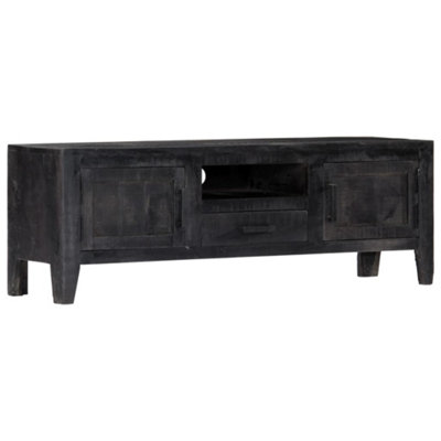 Berkfield TV Cabinet Black 118x30x40 cm Solid Mango Wood