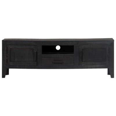 Berkfield TV Cabinet Black 118x30x40 cm Solid Mango Wood
