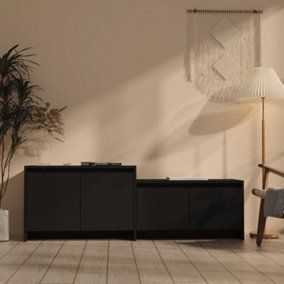 Berkfield TV Cabinet Black 146.5x35x50 cm Engineered Wood