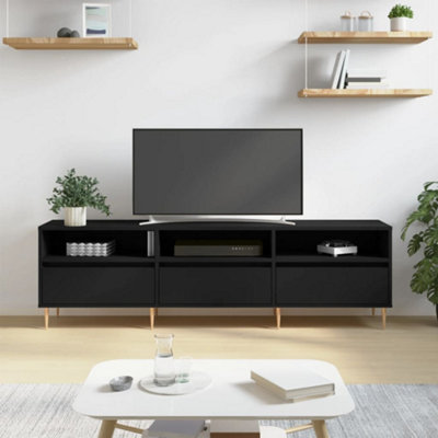 Berkfield TV Cabinet Black 150x30x44.5 cm Engineered Wood