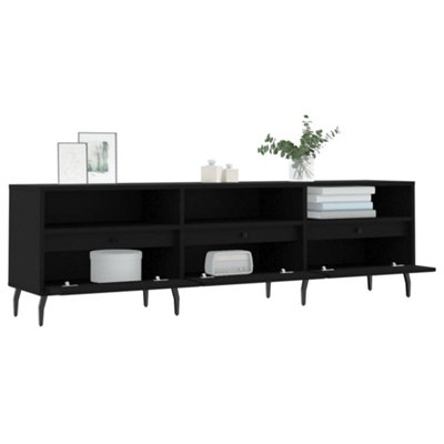 Berkfield TV Cabinet Black 150x30x44.5 cm Engineered Wood
