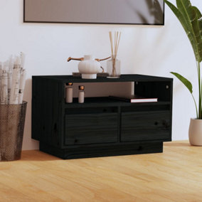 Berkfield TV Cabinet Black 60x35x37 cm Solid Wood Pine