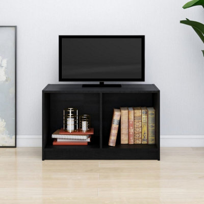 Berkfield TV Cabinet Black 70x33x42 cm Solid Pinewood