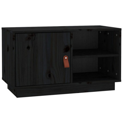 Berkfield TV Cabinet Black 70x34x40 cm Solid Wood Pine