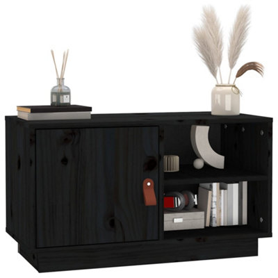 Berkfield TV Cabinet Black 70x34x40 cm Solid Wood Pine