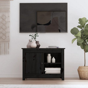 Berkfield TV Cabinet Black 70x36.5x52 cm Solid Wood Pine