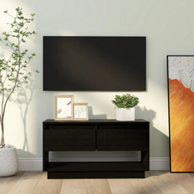 Berkfield TV Cabinet Black 74x34x40 cm Solid Wood Pine