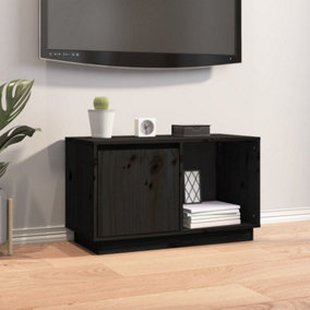 Berkfield TV Cabinet Black 74x35x44 cm Solid Wood Pine