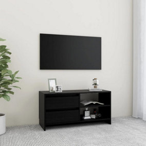 Berkfield TV Cabinet Black 80x31x39 cm Solid Pinewood