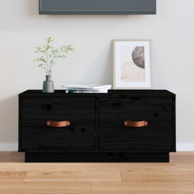 Berkfield TV Cabinet Black 80x34x35 cm Solid Wood Pine