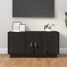 Berkfield TV Cabinet Black 80x34x40 cm Solid Wood Pine