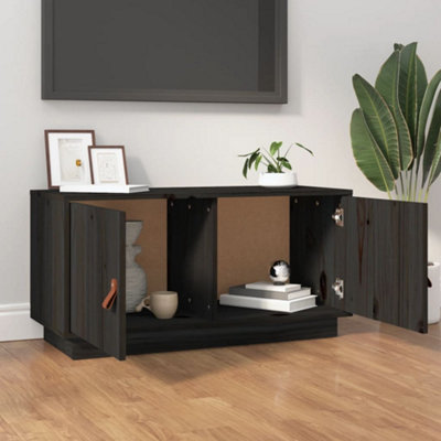 Berkfield TV Cabinet Black 80x34x40 cm Solid Wood Pine