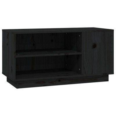 Berkfield TV Cabinet Black 80x35x40.5 cm Solid Wood Pine