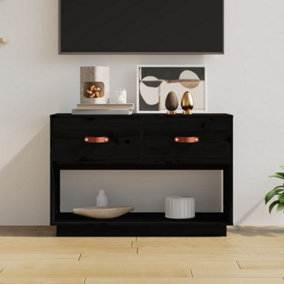 Berkfield TV Cabinet Black 90x40x60 cm Solid Wood Pine