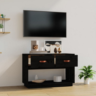 Berkfield TV Cabinet Black 90x40x60 cm Solid Wood Pine