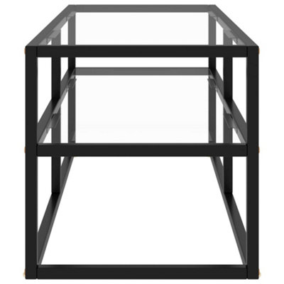 Berkfield TV Cabinet Black with Tempered Glass 100x40x40 cm