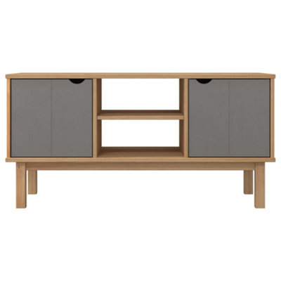 Berkfield TV Cabinet Brown and Grey 113.5x43x57 cm Solid Wood Pine
