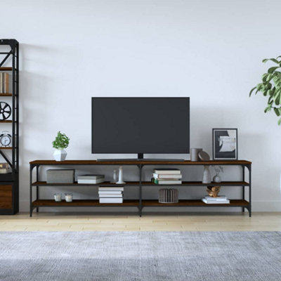 Berkfield TV Cabinet Brown Oak 200x30x50 cm Engineered Wood and Metal