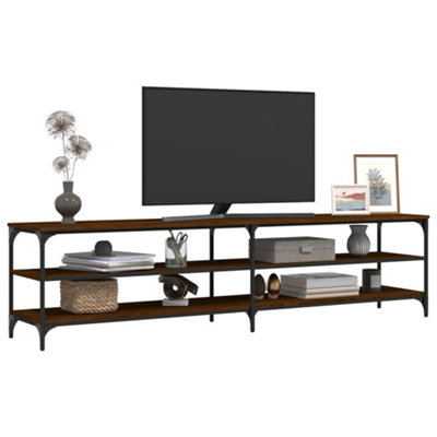 Berkfield TV Cabinet Brown Oak 200x30x50 cm Engineered Wood and Metal