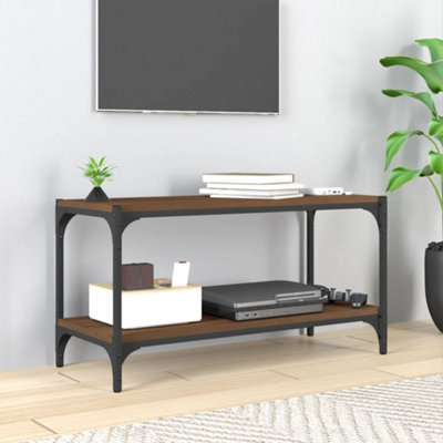 Berkfield TV Cabinet Brown Oak 80x33x41 cm Engineered Wood and Steel