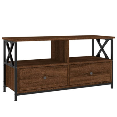 Berkfield TV Cabinet Brown Oak 90x33x45 cm Engineered Wood&Iron