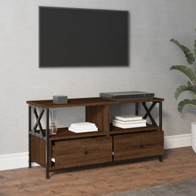 Berkfield TV Cabinet Brown Oak 90x33x45 cm Engineered Wood&Iron